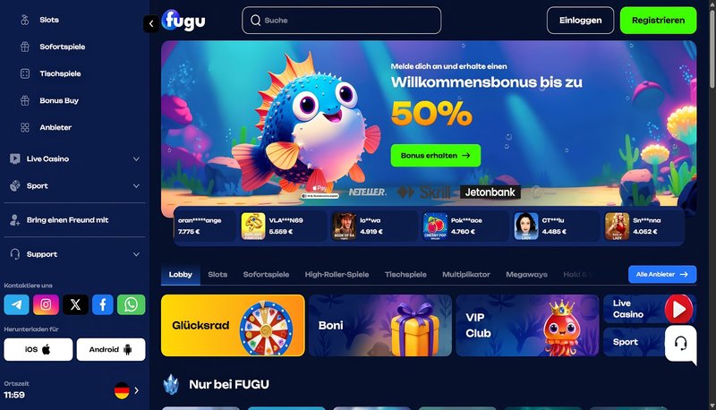 Ein Überblick über Fugu Casino Login und Bestehen in Deutschland, casino fugu